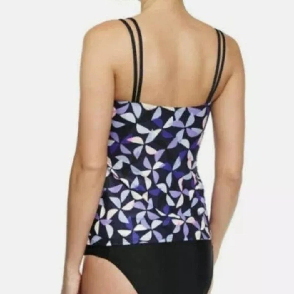 Kate Spade Spinner Cutout Tankini Swim Set Rich Navy Purple Women's Size Small